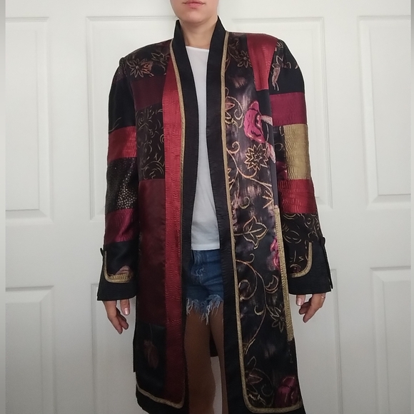 Jeanne Marc Vintage Printed Patchwork Duster Jacket Kimono - Picture 4 of 9